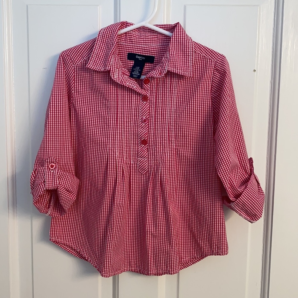 Gap Kids XS Red Gingham Button Down Shirt